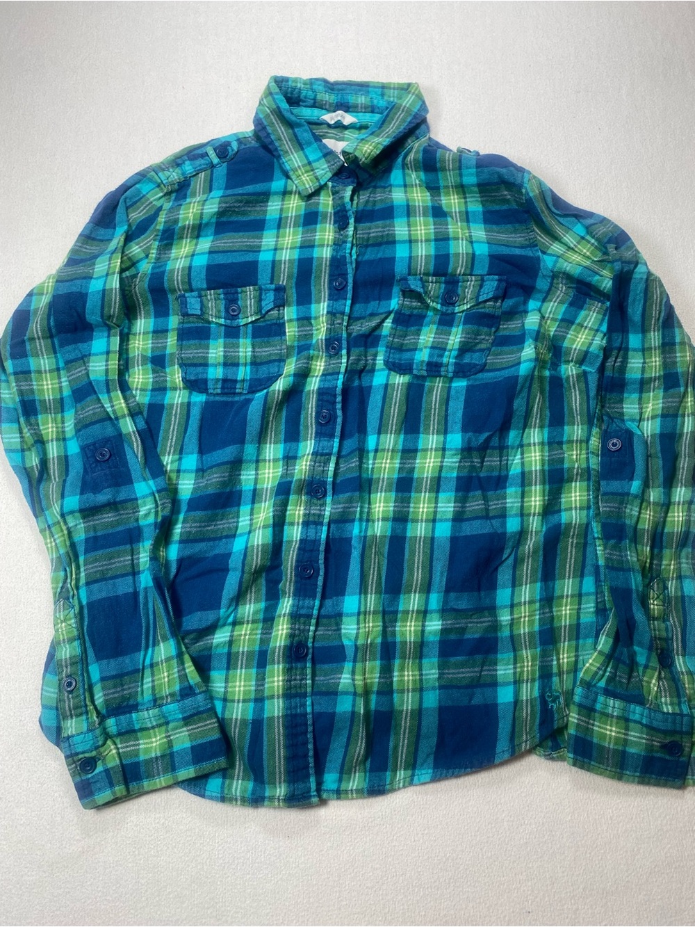 Aeropostale Teal & Green Plaid Button-Down Shirt